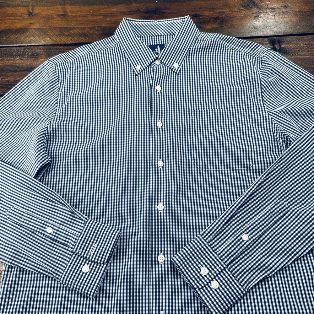 Johnnie O Button Prepformance Blue Gingham Check Shirt Men's Large Preppy NEW - Picture 10 of 12